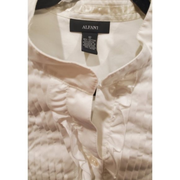 ALFANI White Ruffle Blouse - Picture 3 of 4